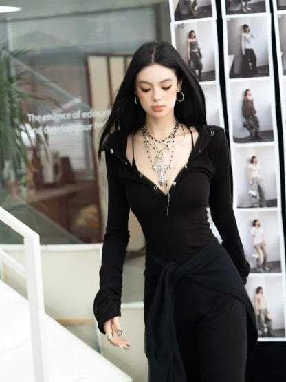 Black Vivienne - Patchwork Long Sleeve Dress