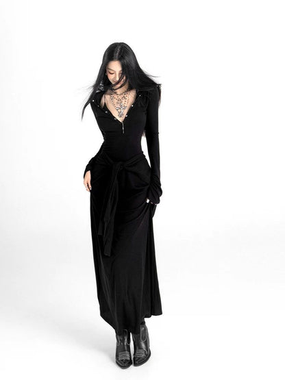 Black Vivienne - Patchwork Long Sleeve Dress