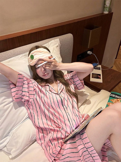 INNA Pink Candy Stripe Short Pajama Set
