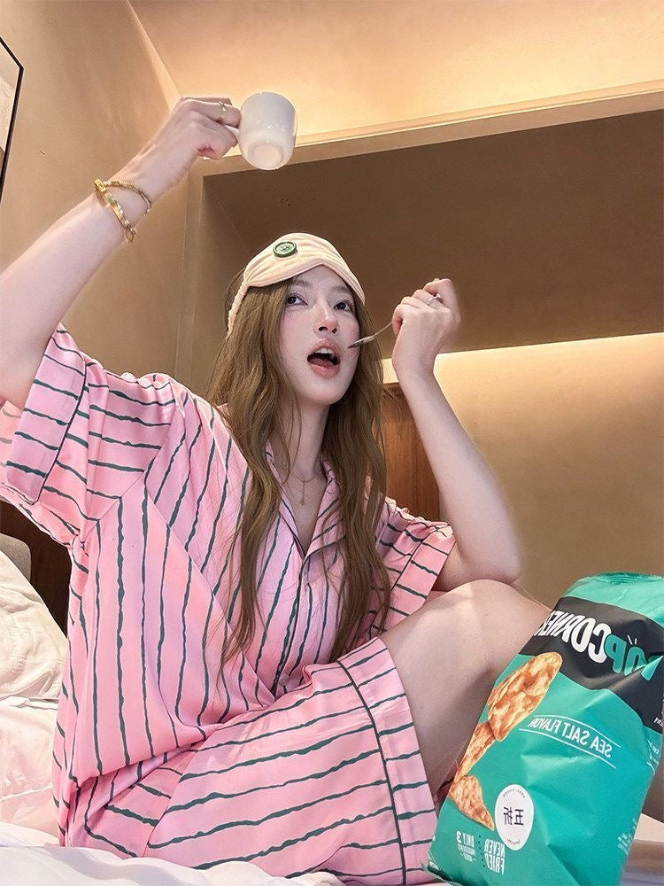 INNA Pink Candy Stripe Short Pajama Set