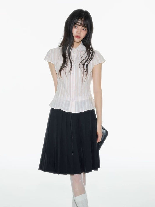 Pleated Collar Two-Piece Set