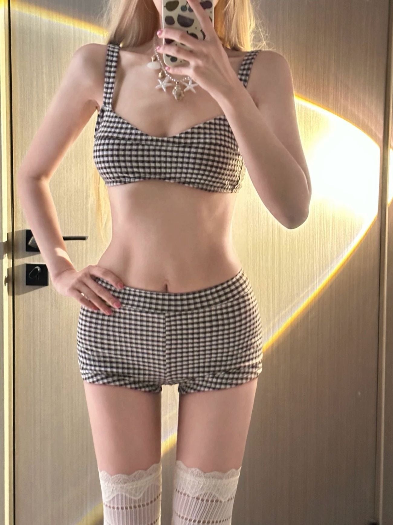 INNA Cocoa Gingham 2-Piece Swim Set