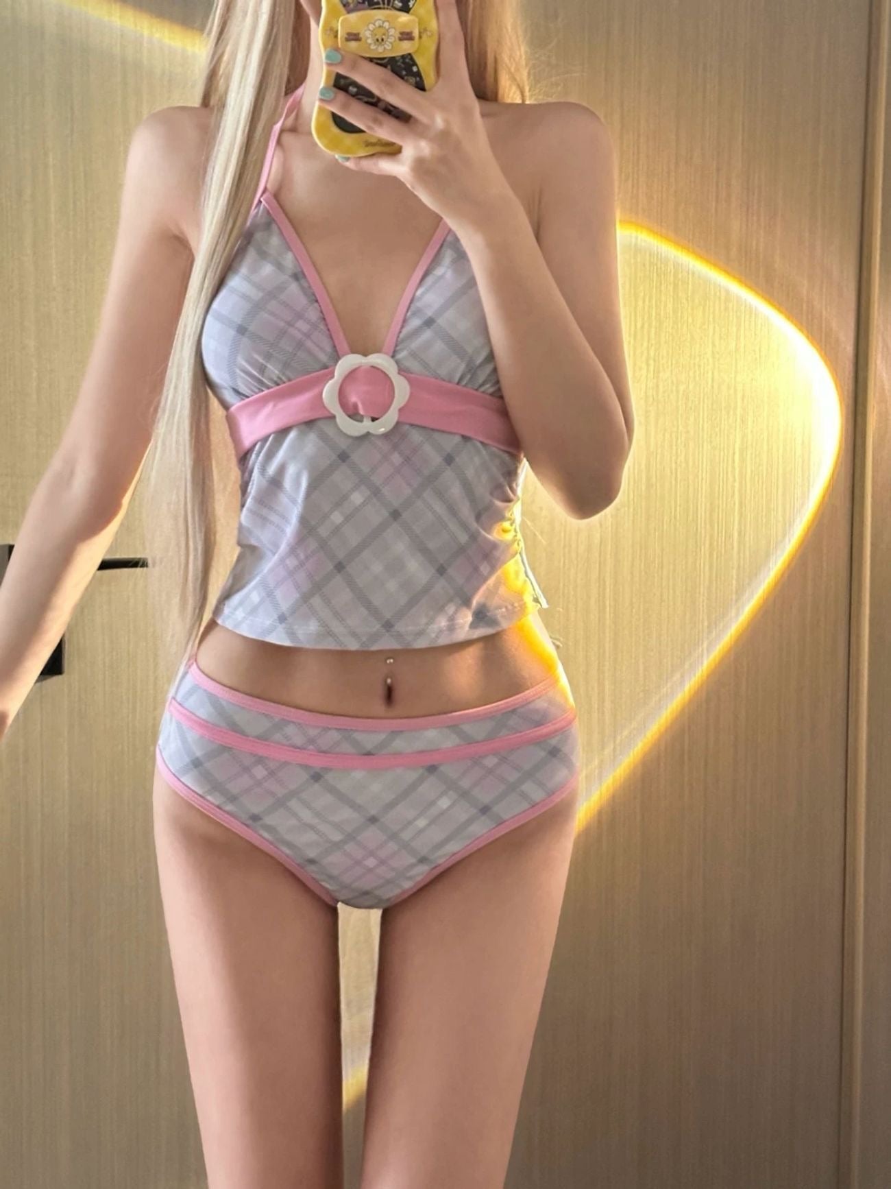 INNA Sweetheart Plaid 3-Piece Swim Set