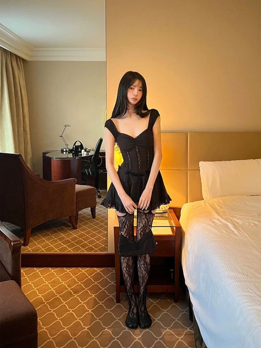 French Black Lace Dress