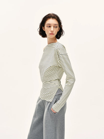 Off-Shoulder Black & White Striped Top – Soft Touch, Y2K Baddie Style