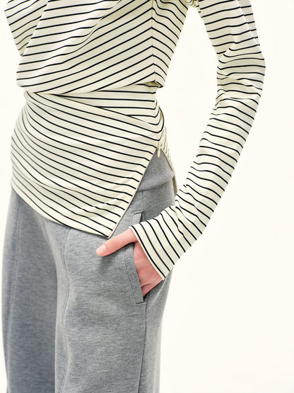 Off-Shoulder Black & White Striped Top – Soft Touch, Y2K Baddie Style