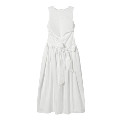Minimalist Sleeveless Tie-Waist A-Line Dress – Nautical Chic Tank Style