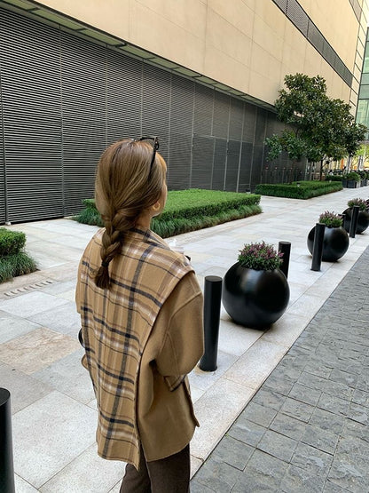 Oversized Layered Look Double-Faced Wool Coat – 80% Wool