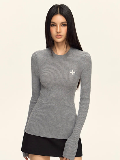Cross Star - Tri-color Knitted Long-sleeved Top