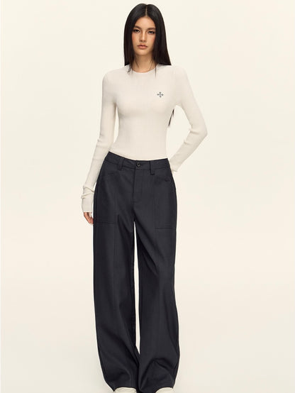 Cross Star - Tri-color Knitted Long-sleeved Top