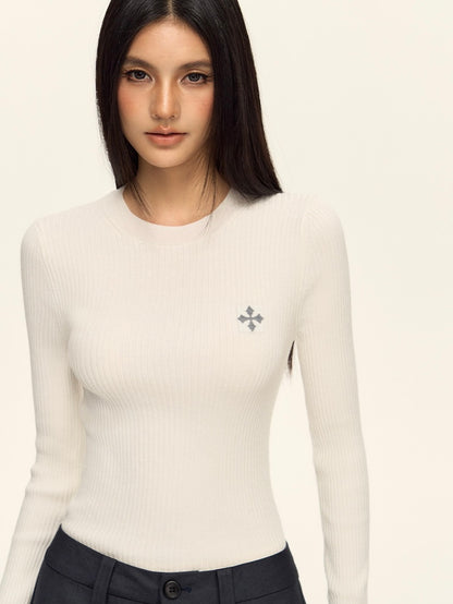 Cross Star - Tri-color Knitted Long-sleeved Top