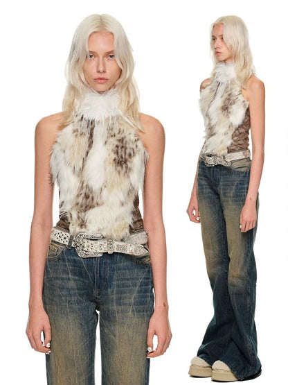 Leopard Print Furry Vest