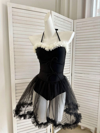 NOIR Ballet Ruffle One Piece Swim Dress