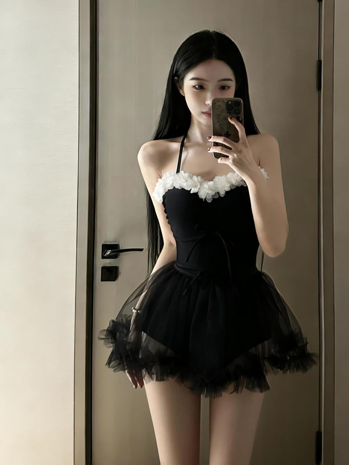 NOIR Ballet Ruffle One Piece Swim Dress
