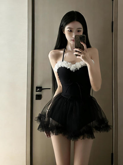 NOIR Ballet Ruffle One Piece Swim Dress