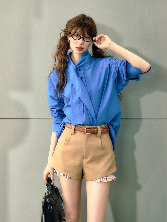 The Miu Girl - Two-piece Blue Shirt Set