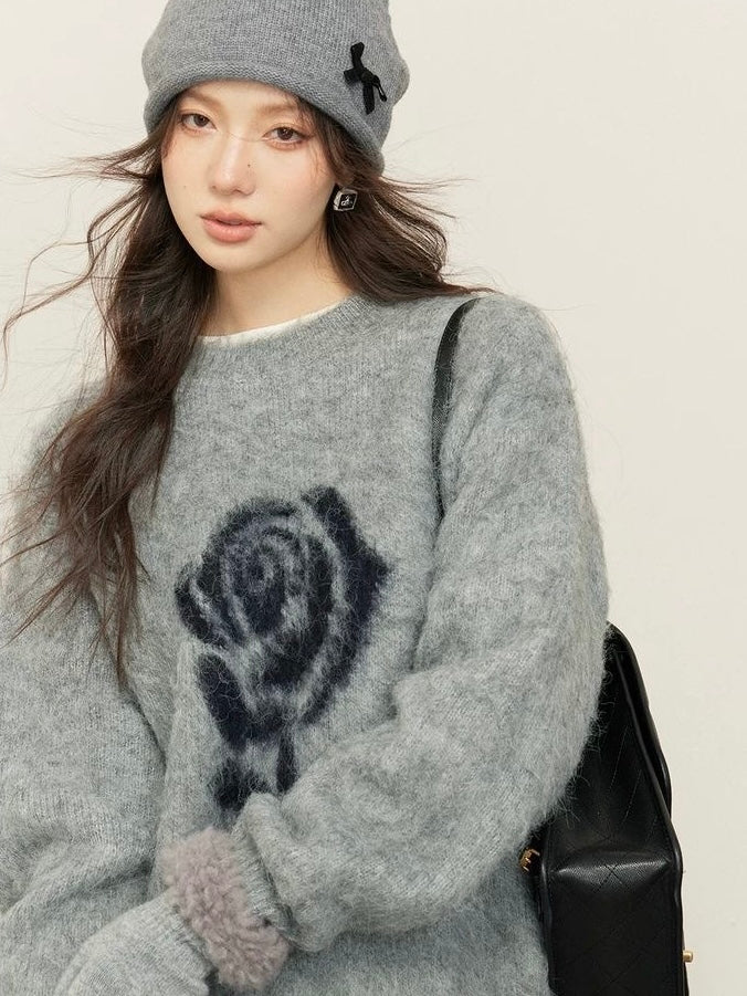 Smoky Rose - Grey Wool Sweater