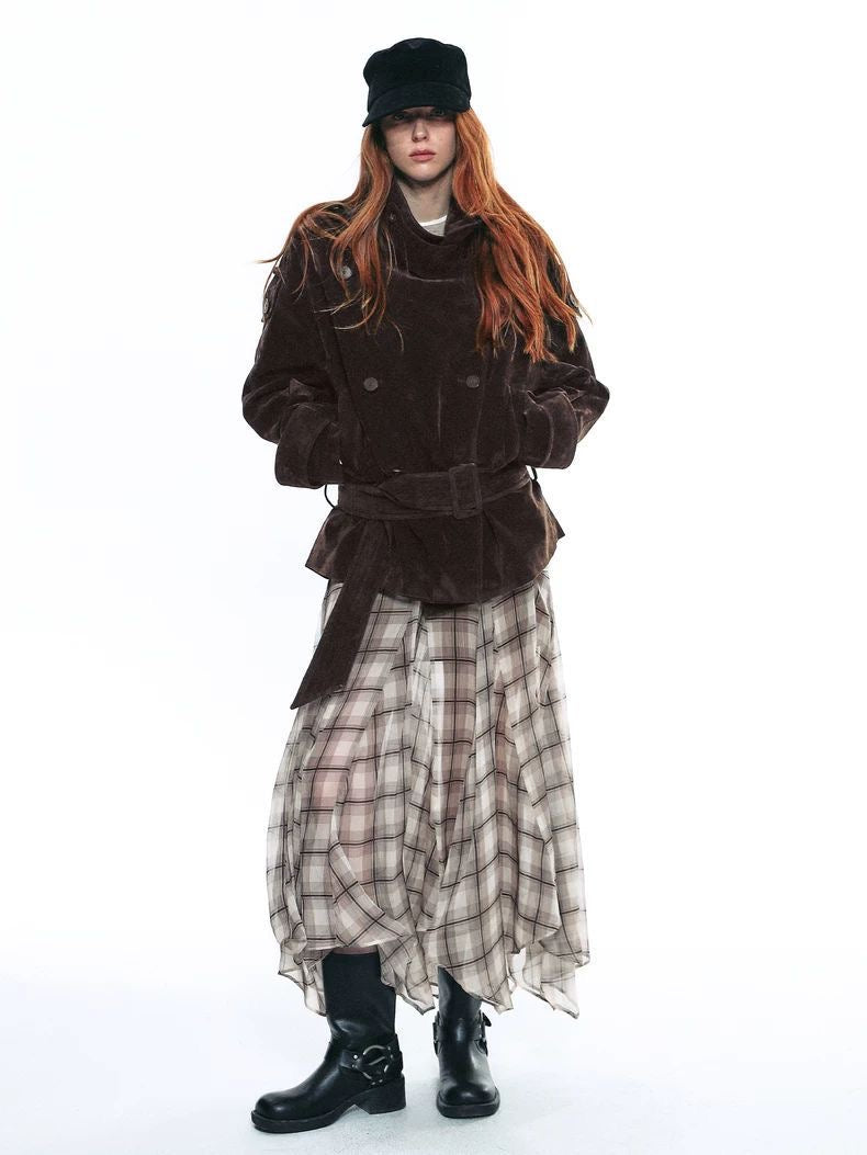 Scottish Plaid Asymmetrical Flow Midi Skirt
