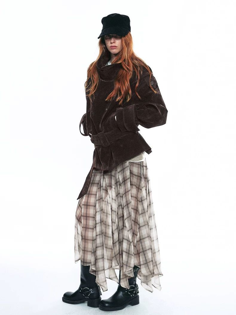 Scottish Plaid Asymmetrical Flow Midi Skirt