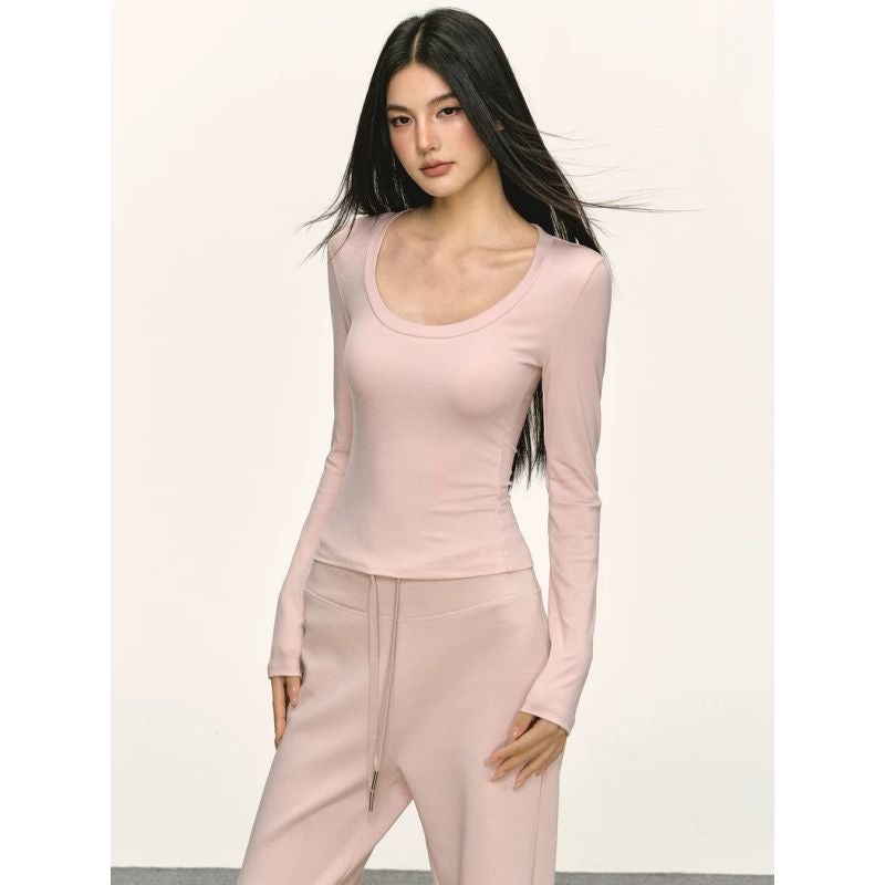 Soft Pink Knit Lounge Set – Long Sleeve Top & Pants