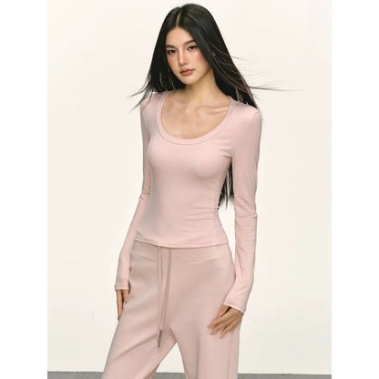Soft Pink Knit Lounge Set – Long Sleeve Top & Pants