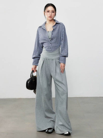 Plaid Two-in-One Shirt with Vest | Designer Style Blouse