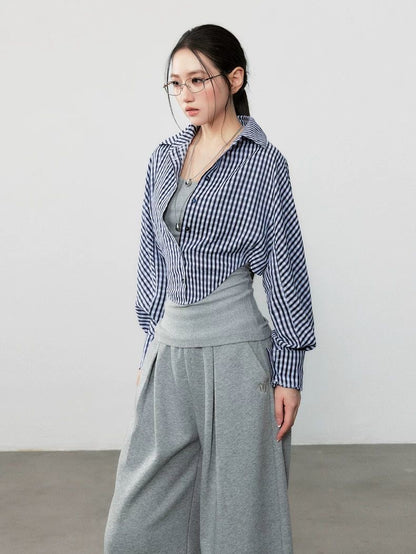 Plaid Two-in-One Shirt with Vest | Designer Style Blouse