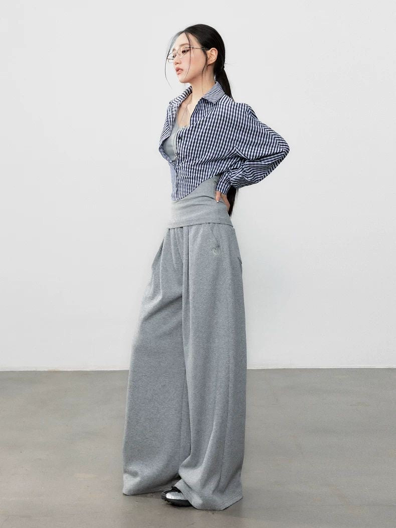 Plaid Two-in-One Shirt with Vest | Designer Style Blouse