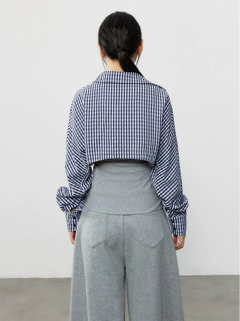 Plaid Two-in-One Shirt with Vest | Designer Style Blouse