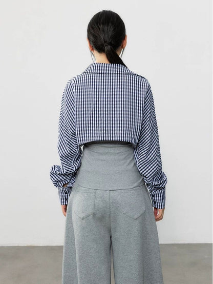 Plaid Two-in-One Shirt with Vest | Designer Style Blouse