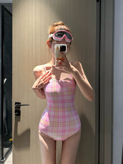 INNA Rosé Check One-Piece Swimsuit