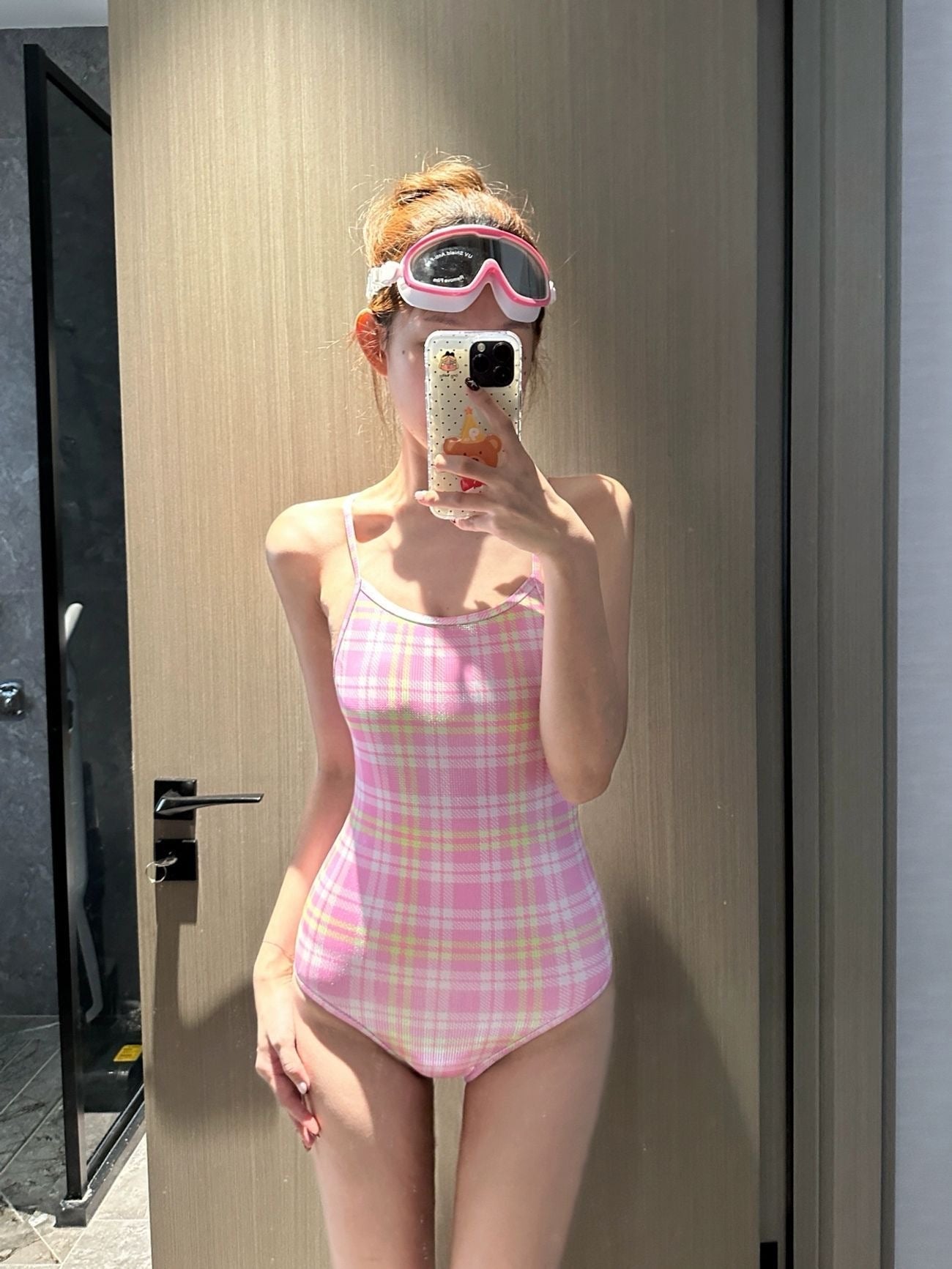 INNA Rosé Check One-Piece Swimsuit