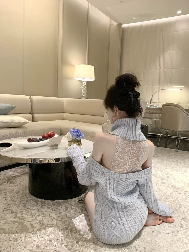 INNA Camille Off-Shoulder Cable Knit Sweater