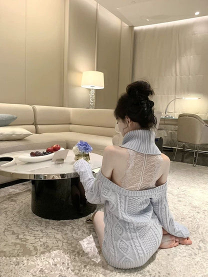 INNA Camille Off-Shoulder Cable Knit Sweater