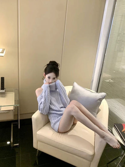 INNA Camille Off-Shoulder Cable Knit Sweater