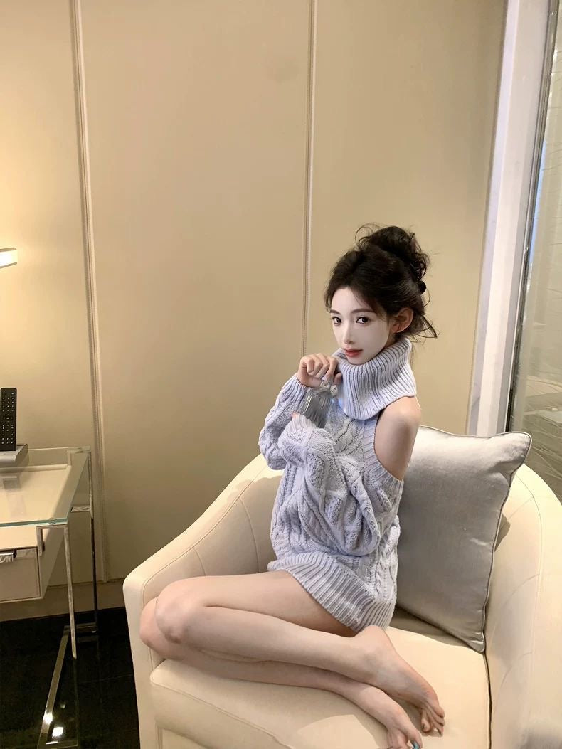 INNA Camille Off-Shoulder Cable Knit Sweater