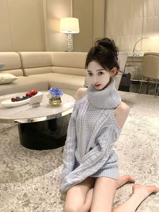 INNA Camille Off-Shoulder Cable Knit Sweater