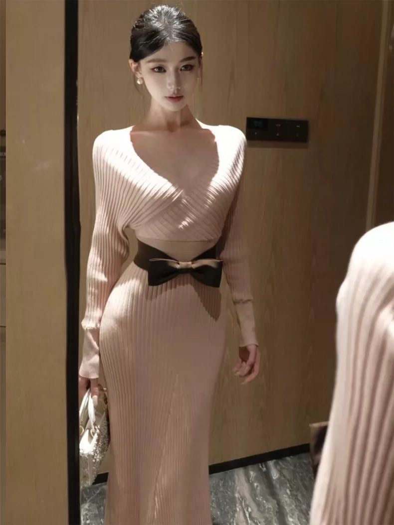 INNA Élise Wrap Knit Midi Dress