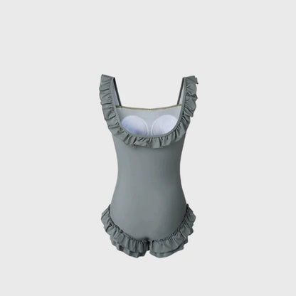Korean INS Style One-Piece Swimsuit – Modest Slimming with Butterfly Tie Detail