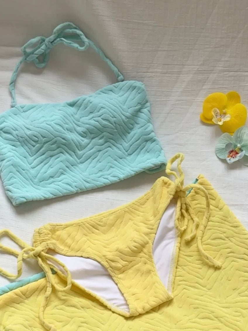 Mint Green and Soft Yellow Bikini