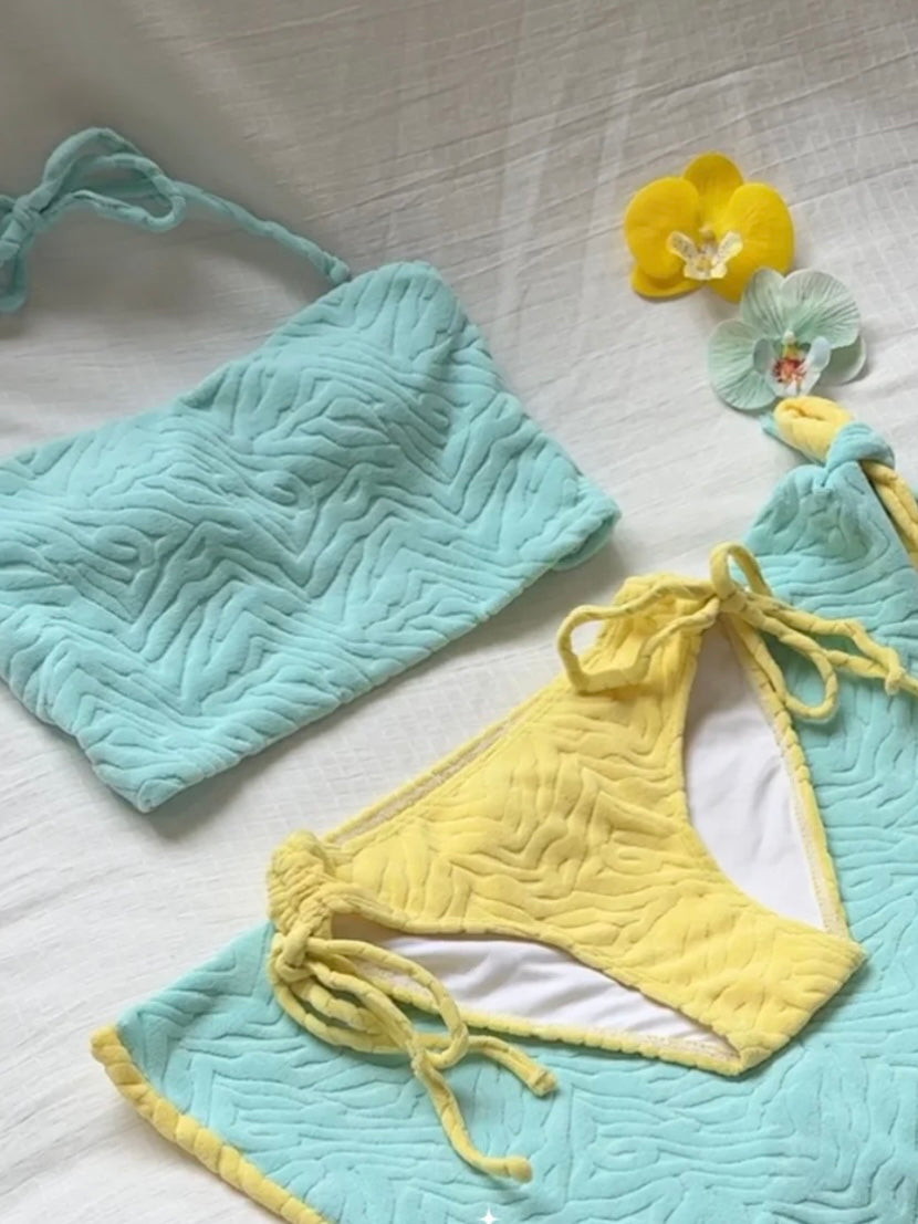 Mint Green and Soft Yellow Bikini