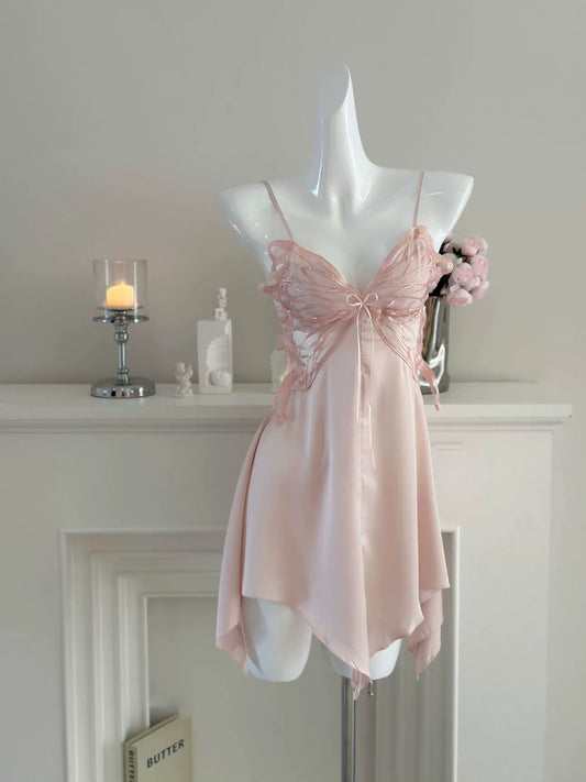 'Peony and Butterfly' - Satin Nightgown