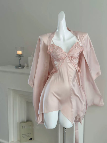 'Peony and Butterfly' - Satin Nightgown