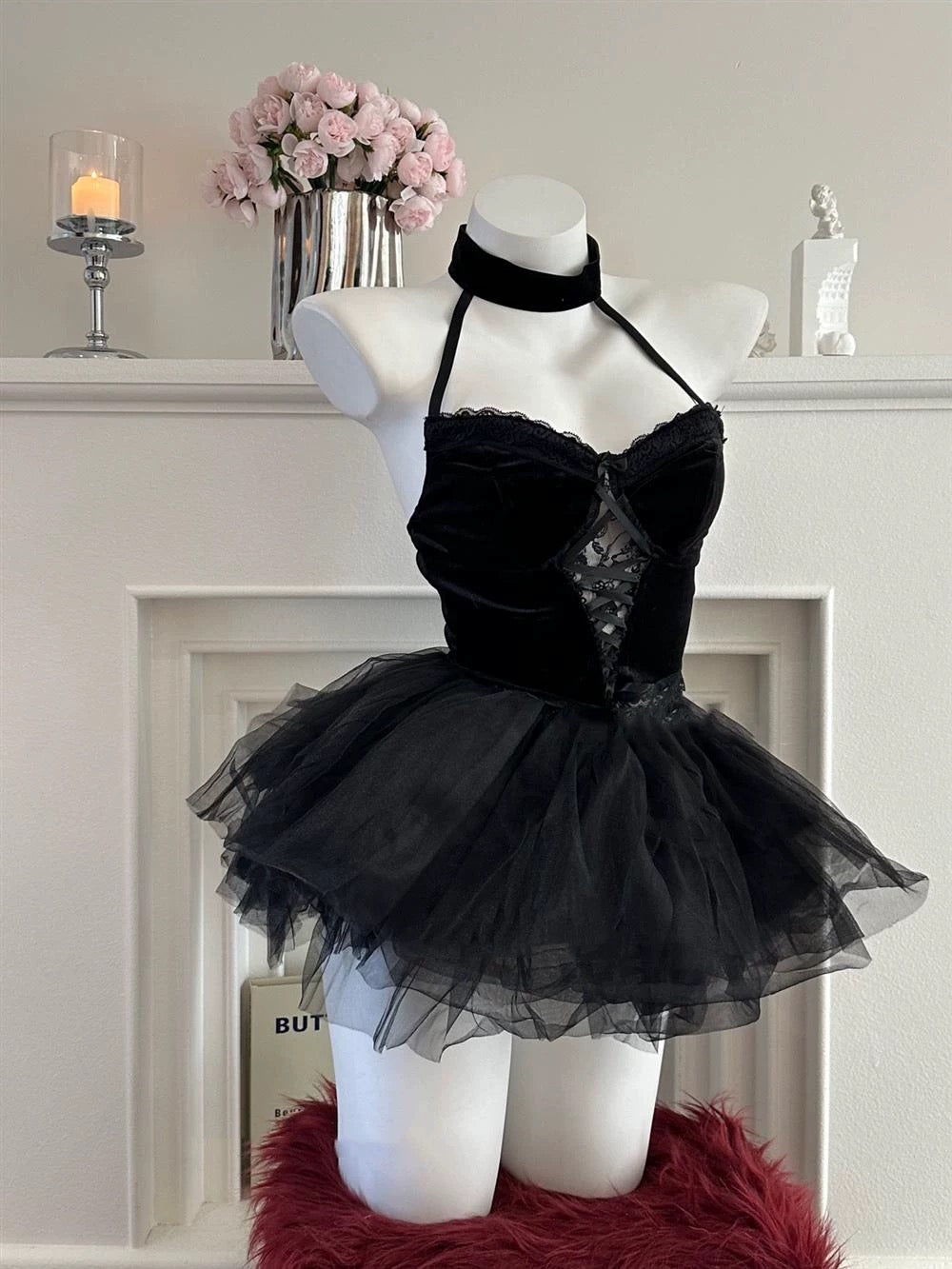 'Devil in the Night' - Black Gauze Skirt Two-piece set