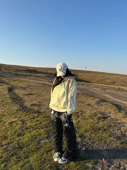 INNA Playful Polka Dot Bunny Ear Zip Hoodie