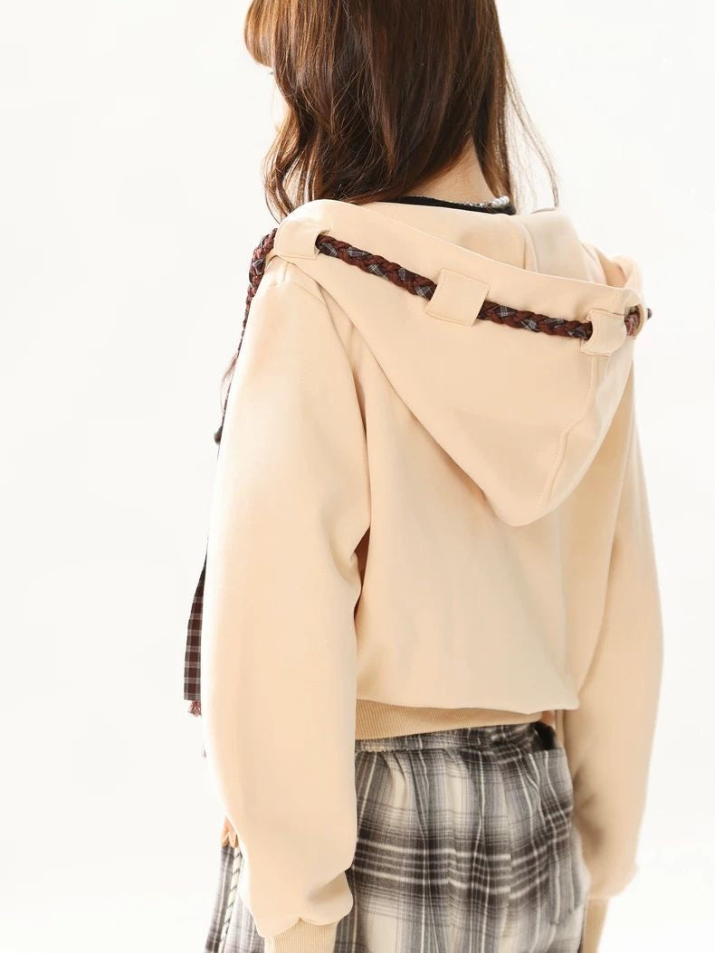 INNA Sailor Collar Cropped Zip Hoodie