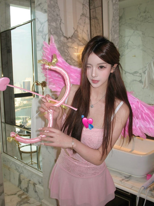Pink Lace Cupid Mini Dress with Accessories