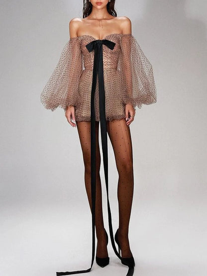 Sheer Polka Dot Bow Dress