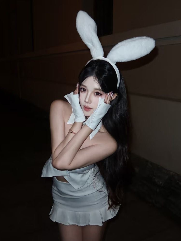 White Bunny Girl Halloween Costume Set with Accessories