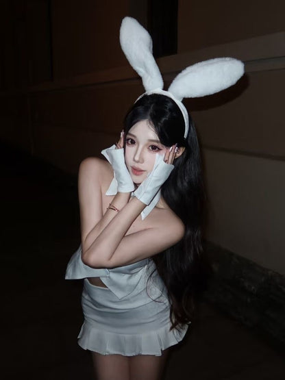 White Bunny Girl Halloween Costume Set with Accessories